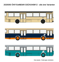 2025050 ÖAF Gräf&Stift GSÜH 240 M12 im Set mit allen drei Varianten (ÖBB und Post). 1:87